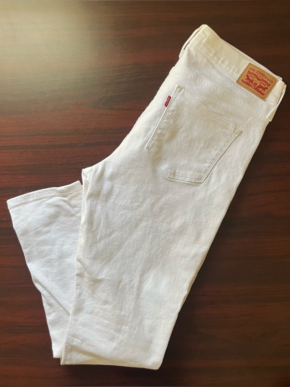 Levis 711 Skinny Jeans Womens 32 White Mid Rise Stretch Denim Pants Preppy